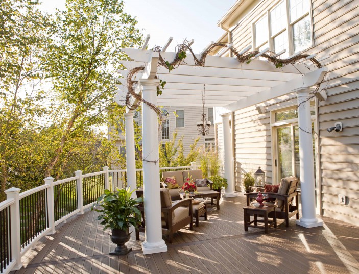 This deck brings traditionally indoor comforts to the outdoor space.